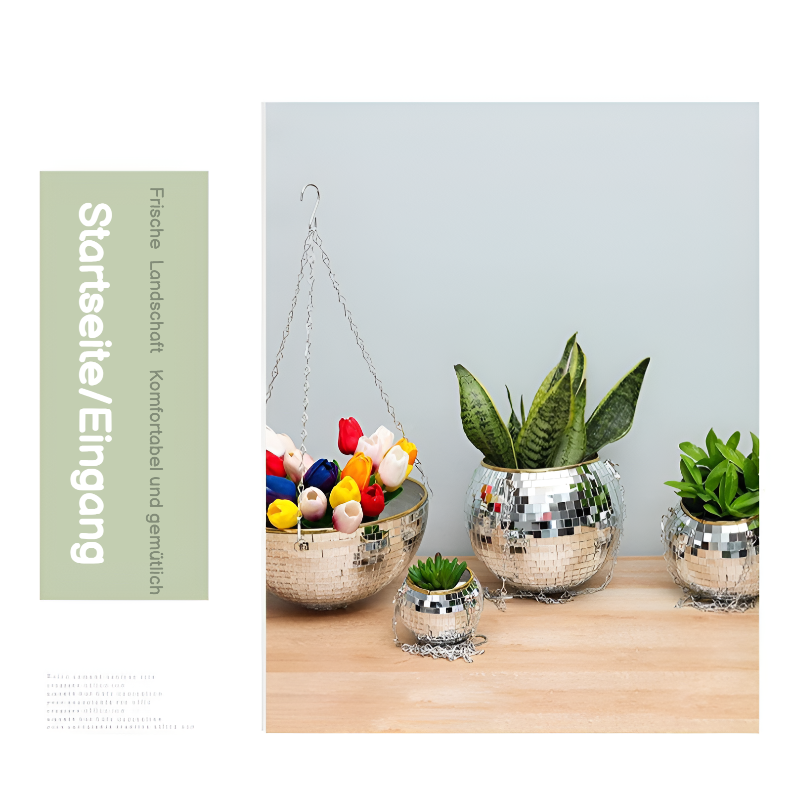 Glänzender Hängekorb für Zimmerpflanzen im modernen Stil