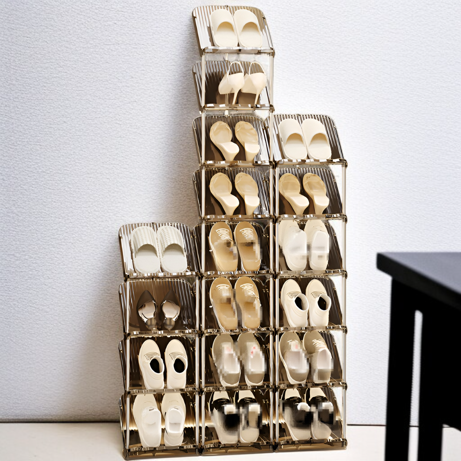 ファッショナブルでスリムなシューズラック