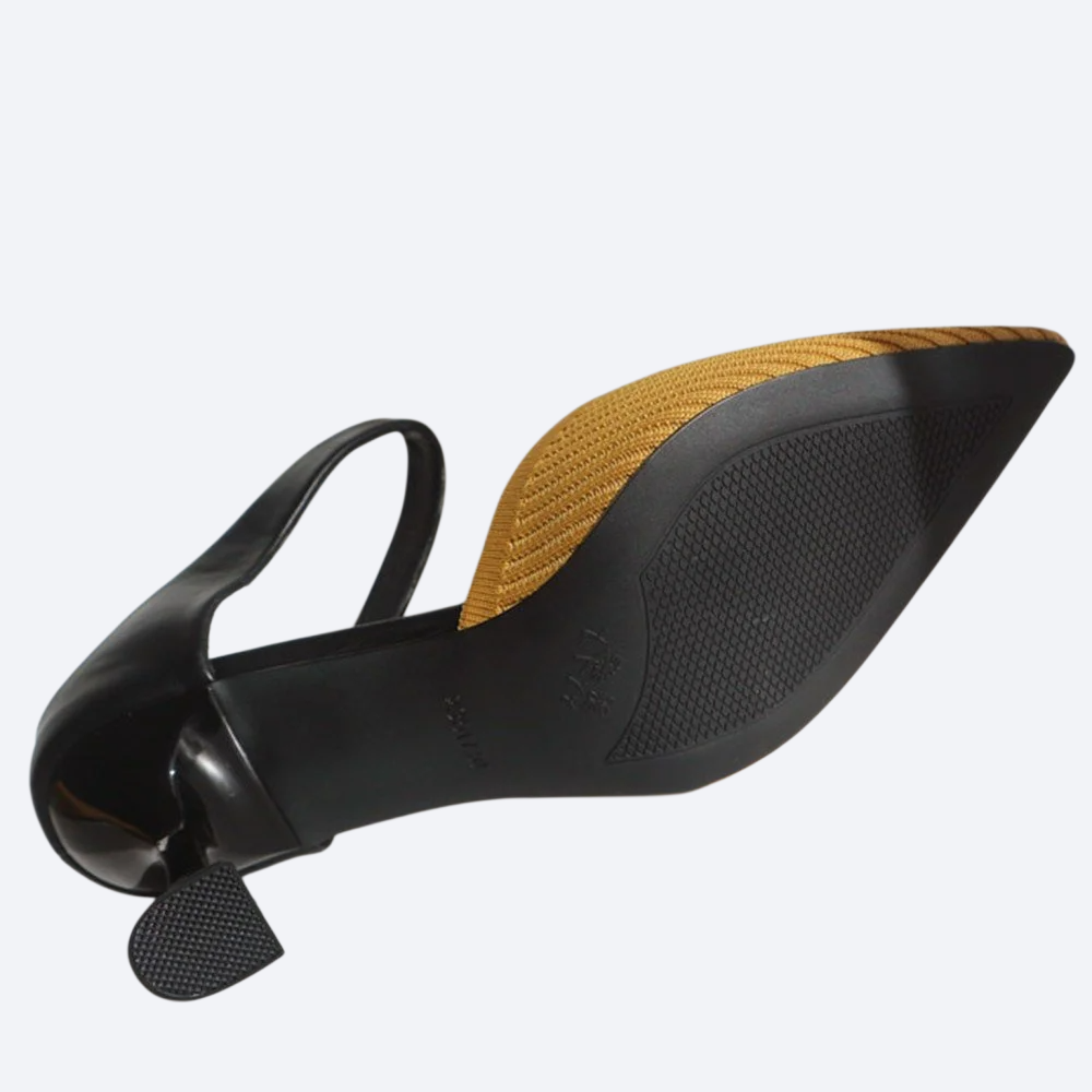 Breathable knitted pointed toe high heels with slim heels