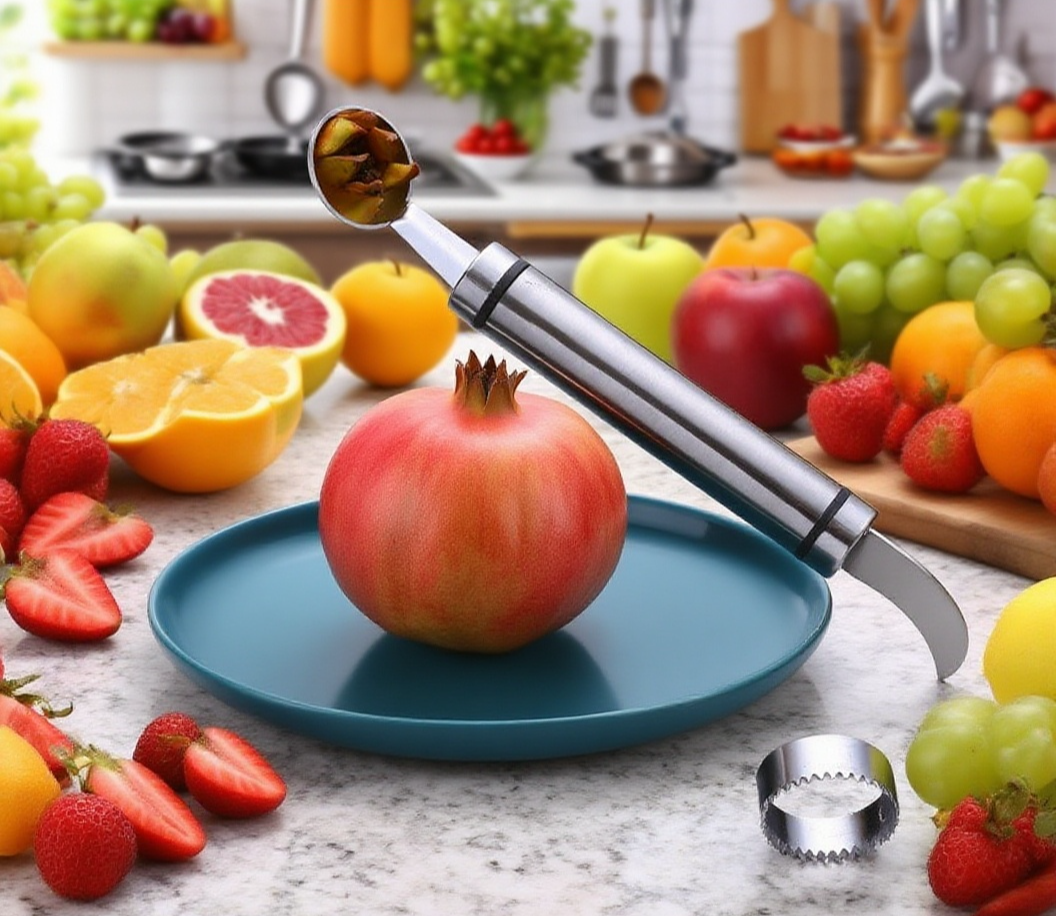 더블 헤드 기능으로 과일을 쉽게 분할하는 모습
