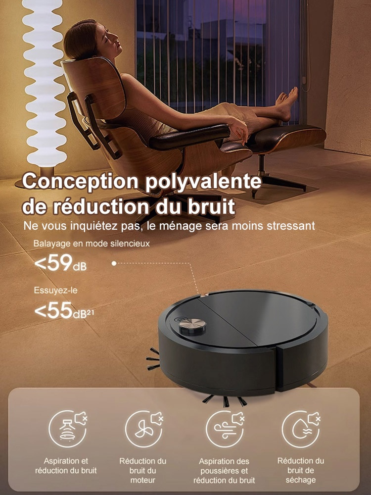 Robot de balayage antibactérien puissant et silencieux