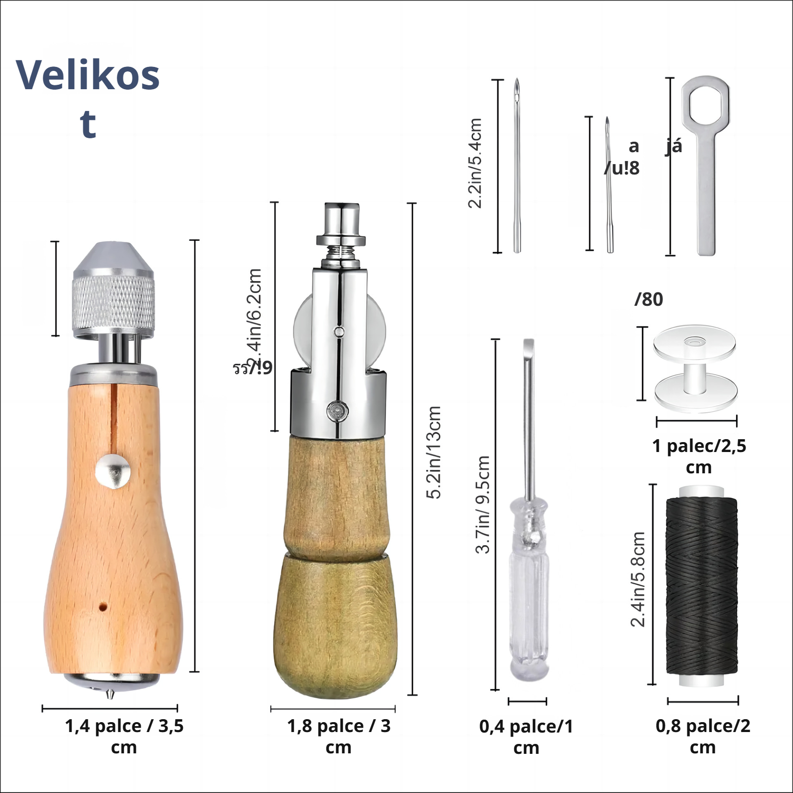 Šicí šídlo s jehlou pro domácí opravy kůže
