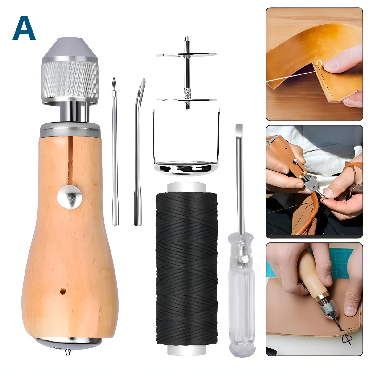 ハンドミシン DIY レザークラフト 植物タンニンなめし革ツール 裁縫 裁縫錐 ダイヤモンドカット ハンドミシンライン