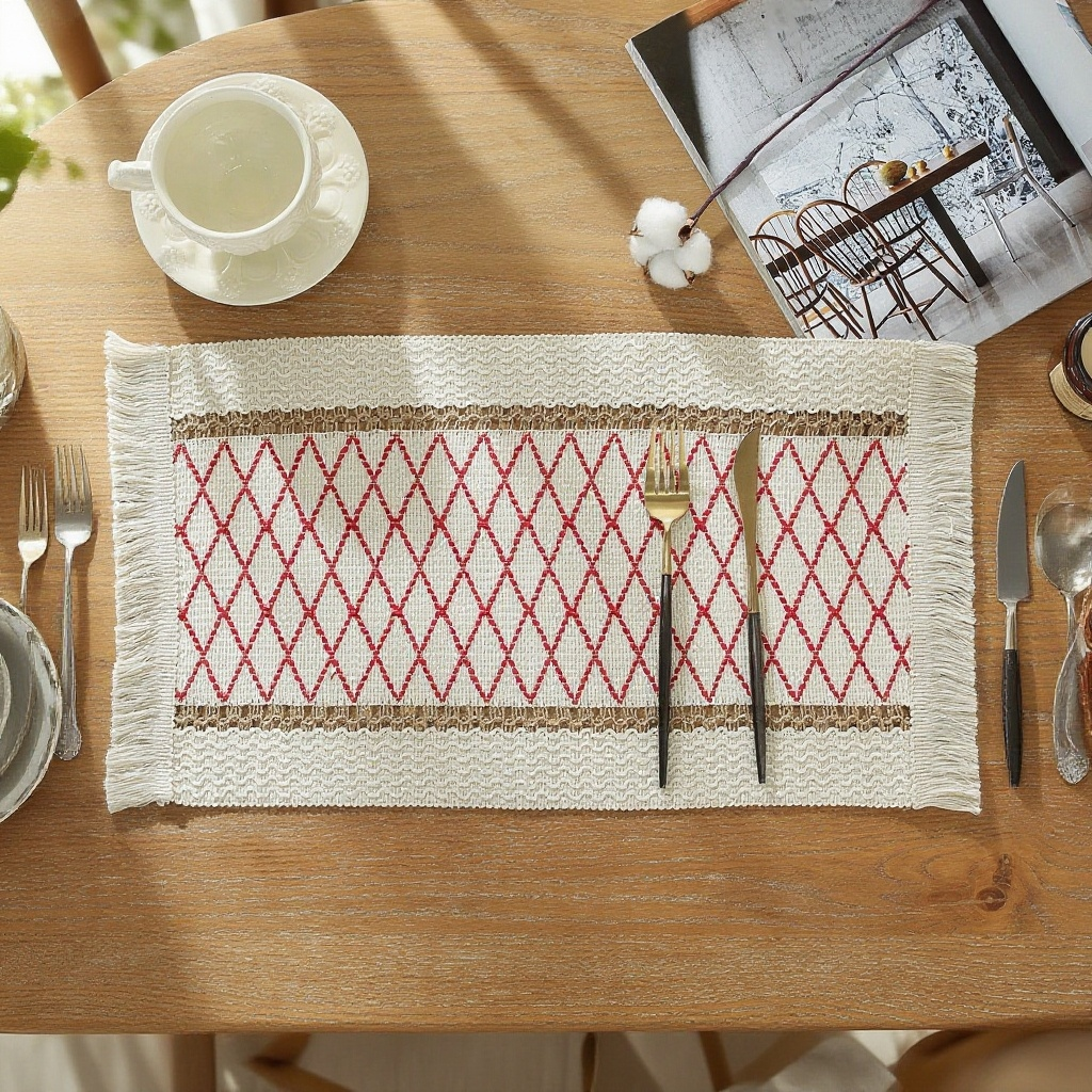 復古流蘇棉麻隔熱餐墊