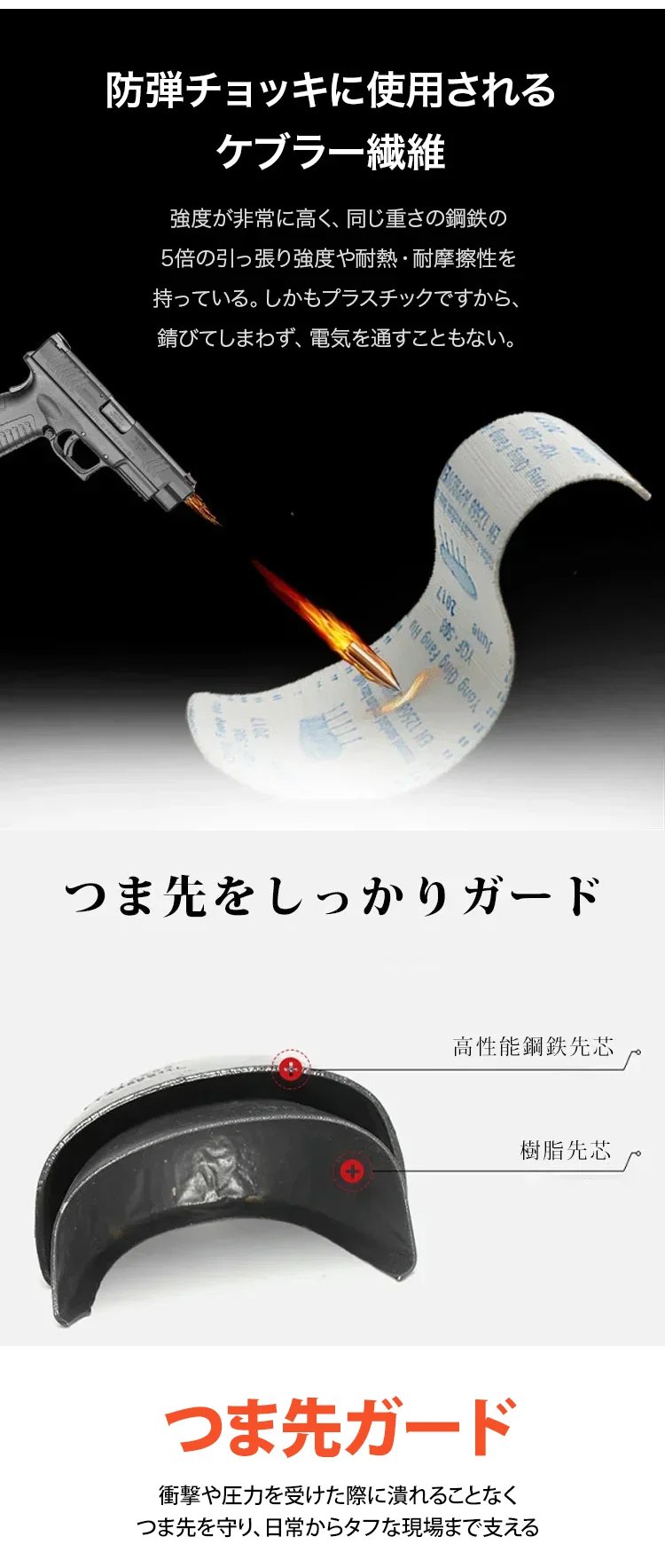 軽量設計の踏み抜き防止安全靴