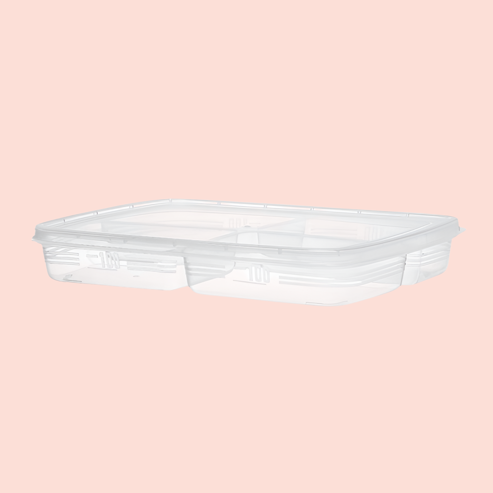 簡約透明收納盒 4格食品收納箱 冰箱冷凍肉蔬果分隔儲物盒