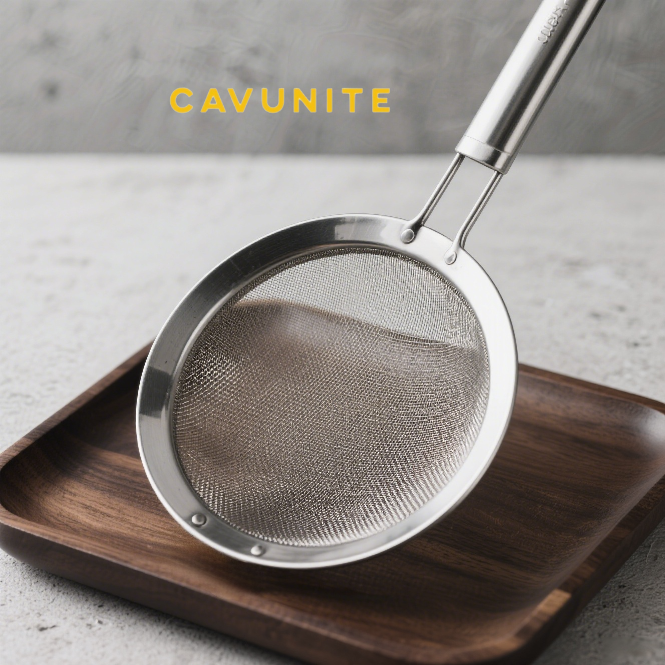 キッチンで使用中のステンレスストレーナー