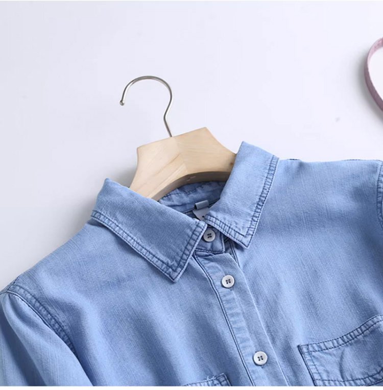 オフィススタイルにも合うテンセルデニムシャツ