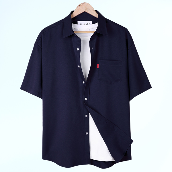 เสื้อเชิ้ตสีขาวชายอ้วน เสื้อเชิ้ตทำงานสไตล์ญี่ปุ่น เสื้อเชิ้ตแขนสั้น