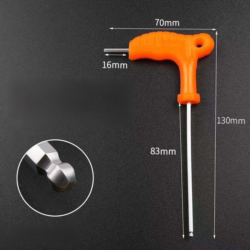 Šestihranný šestihranný klíč 4/5/6 ve tvaru T s plochou hlavou s prodlouženou kulovou hlavou