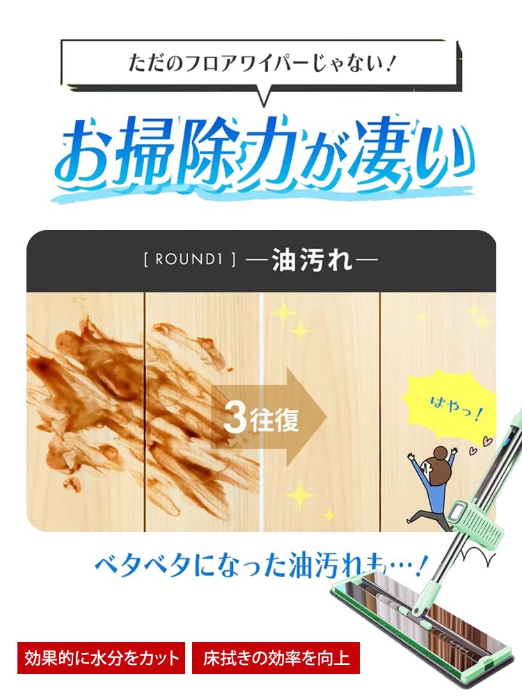 手洗い不要の回転式モップ
