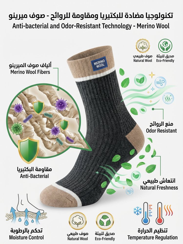 جوارب رجالية متوسطة الطول بحافة مطاطية