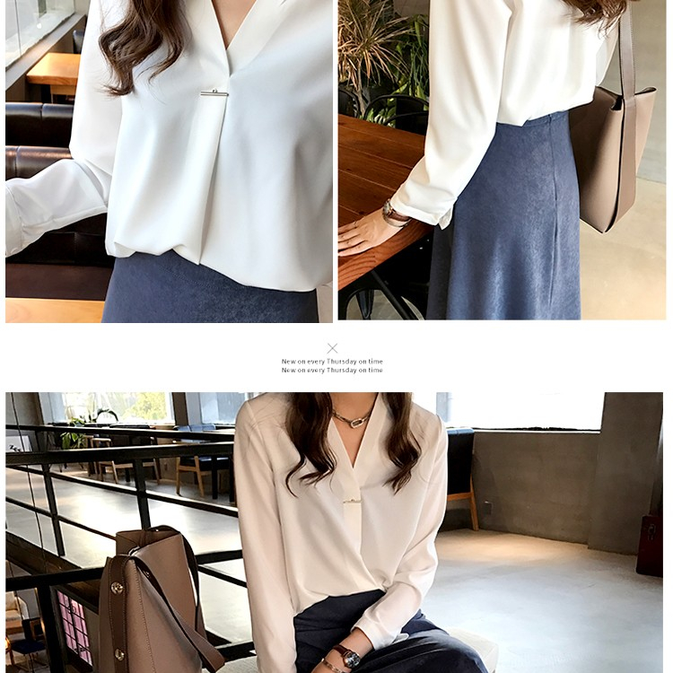 優雅な気質Vネックブラウス