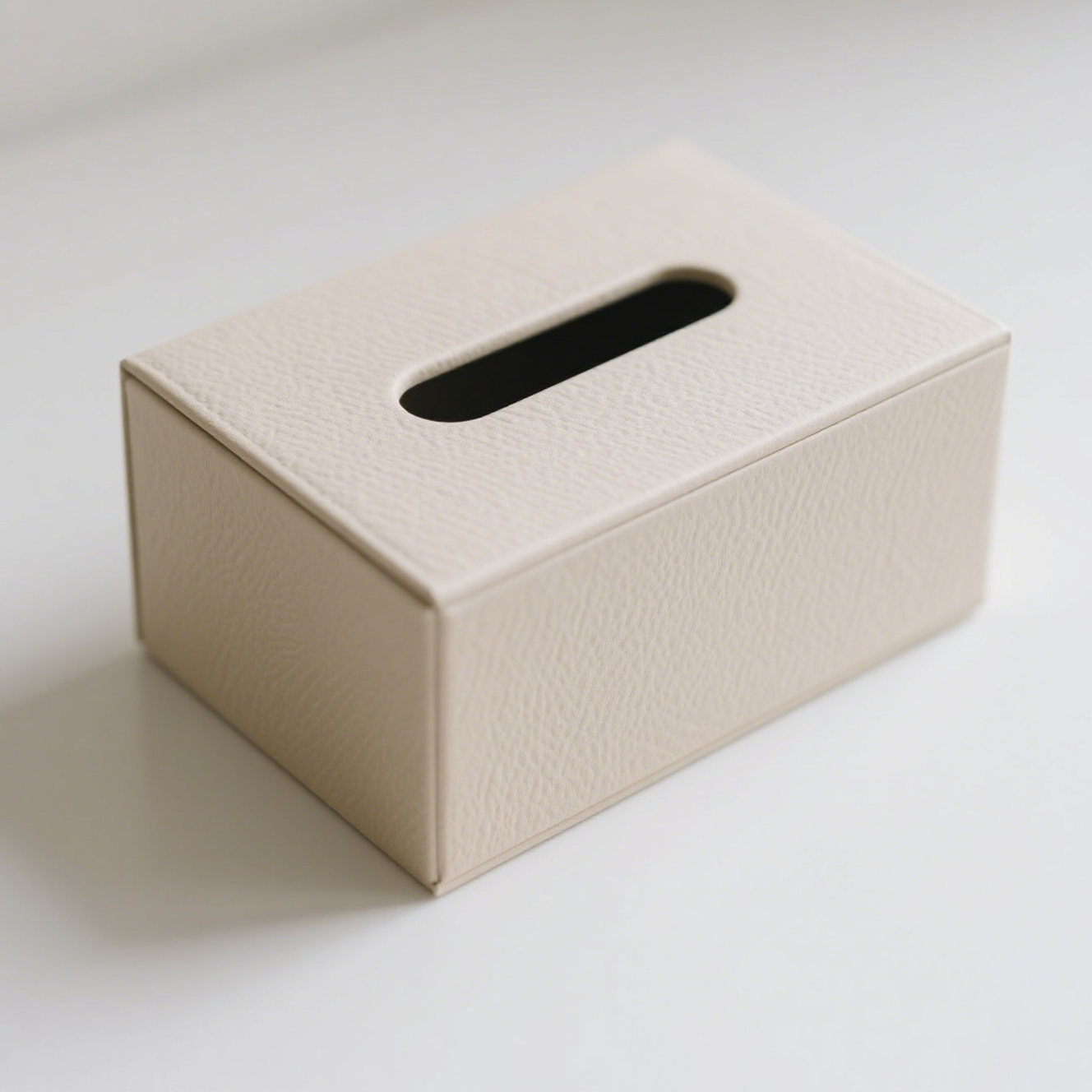 Detailansicht der hochwertigen Leder-Taschentuchbox