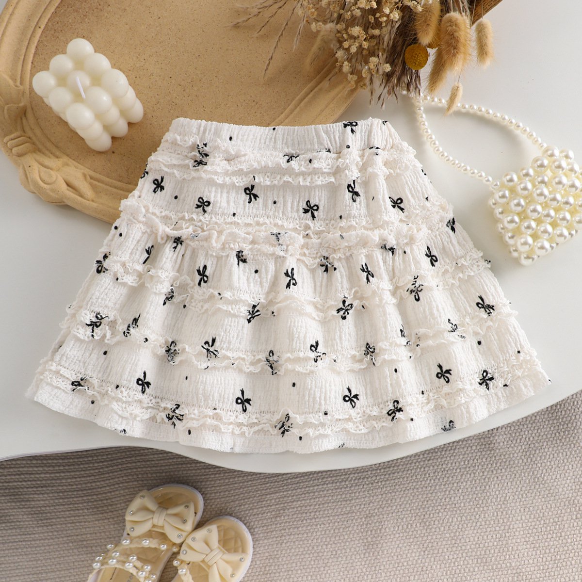 레이스 리본 스커트