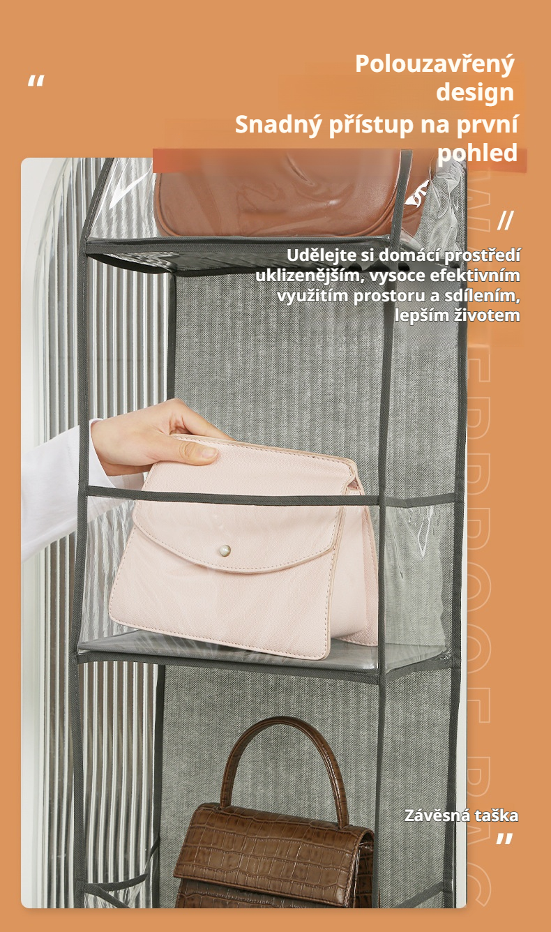 Závěsný úložný vak na kabelky za dveře