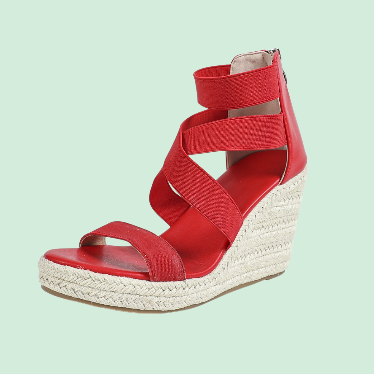 صنادل صيفية أوروبية وأمريكية بكعب إسفيني وإبزيم