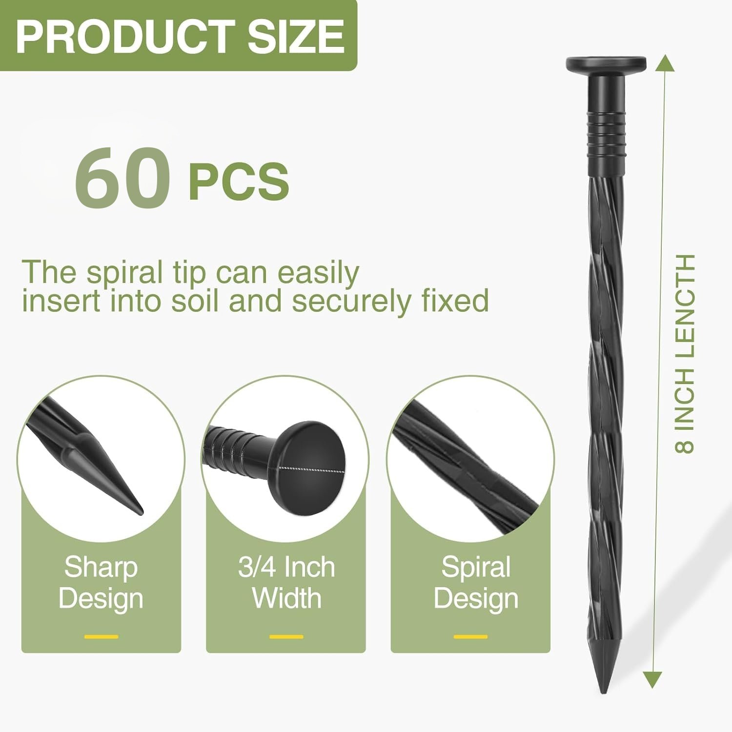 Clavos para el suelo de jardinería, pilotes de plástico para el suelo, cinturones de aislamiento, pe