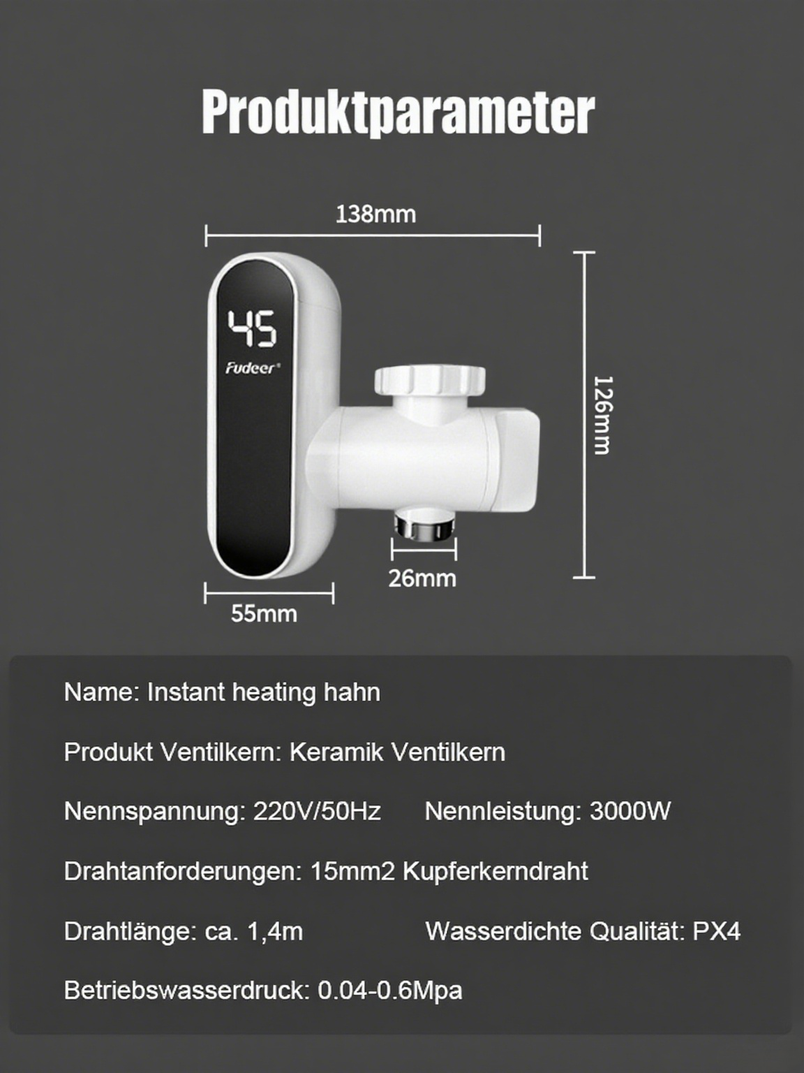 Elektrischer Mini-Durchlauferhitzer – Ohne Installation