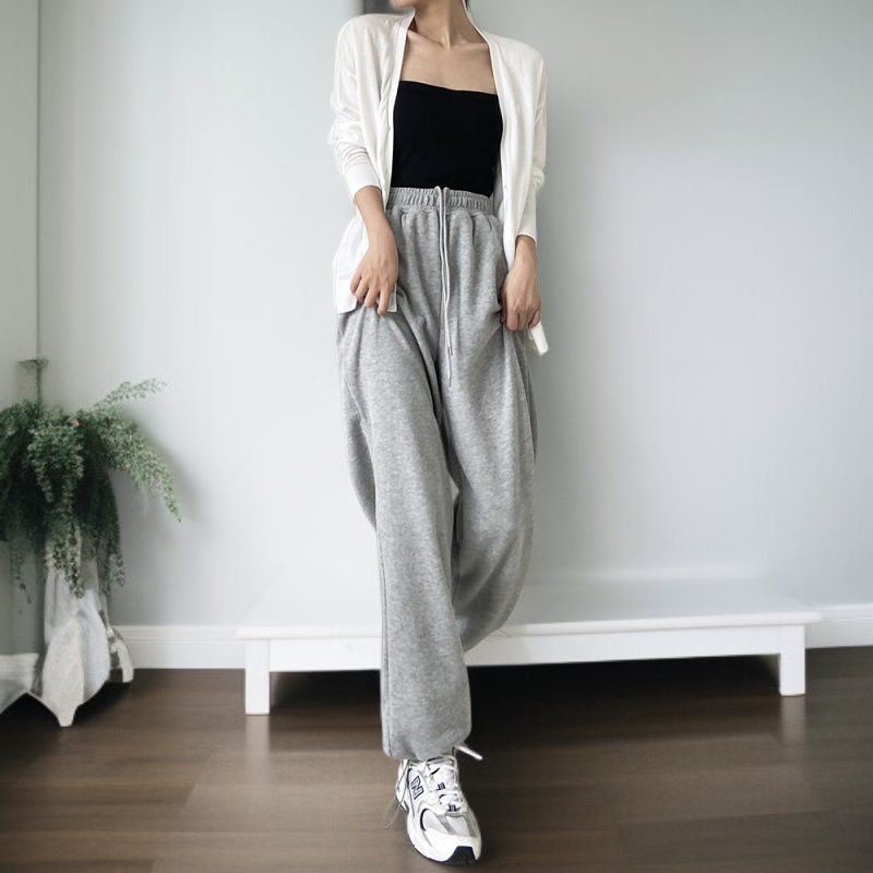 ルーズフィット・スウェットパンツ スポーツパンツ 眠る 惜しげもなく ツイード プラス