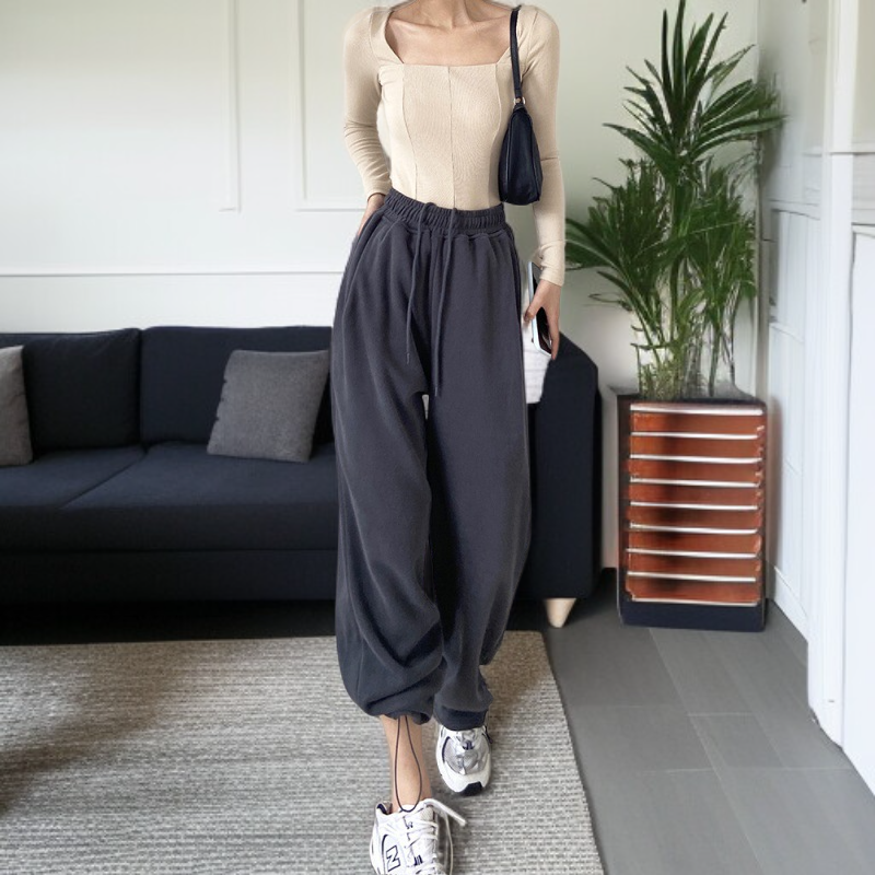 ルーズフィット・スウェットパンツ スポーツパンツ 眠る 惜しげもなく ツイード プラス