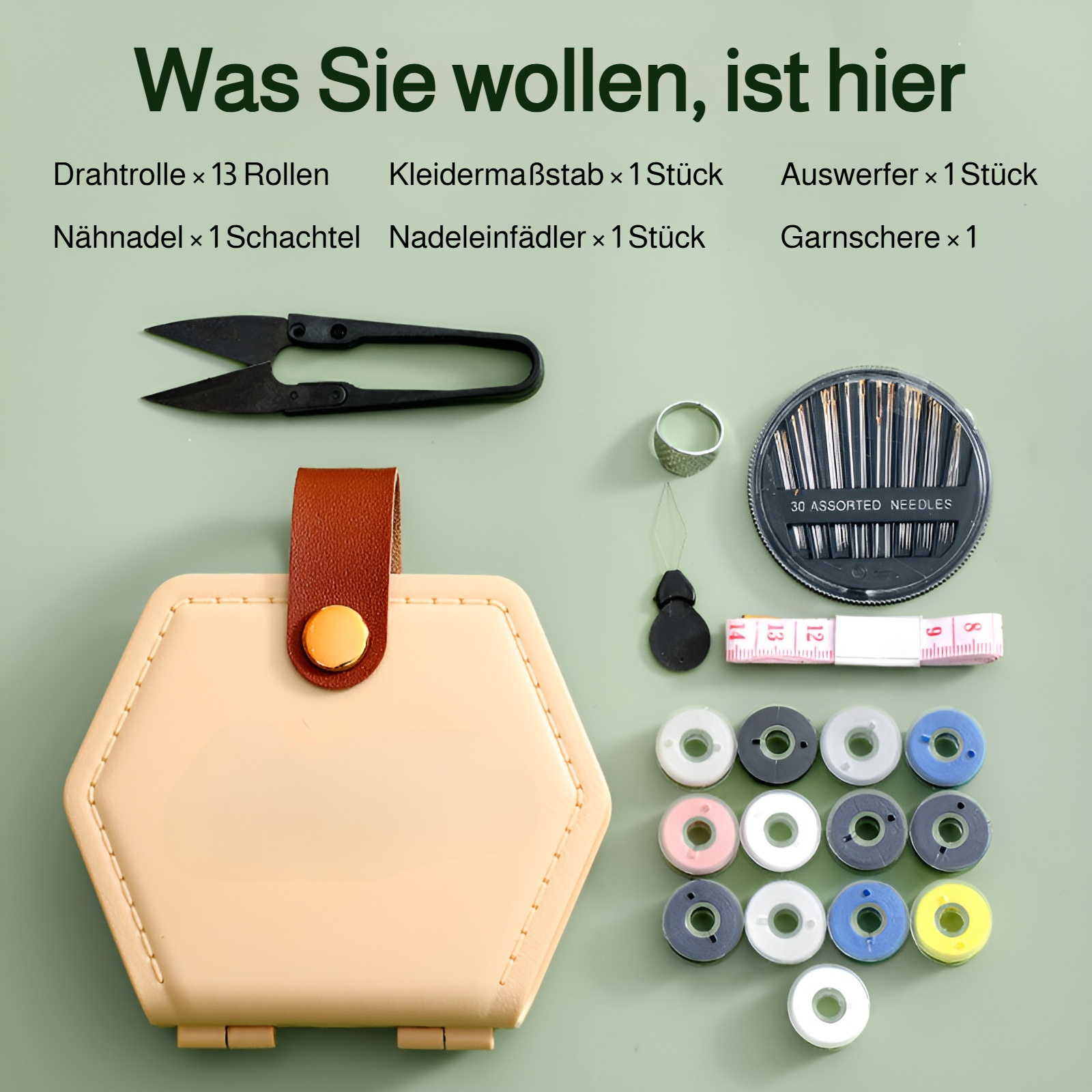 Nähset Haushaltsnähkasten Nähgarn Handnähen kleine Rolle Handnähgarn 18-teiliges Set Nähtasche prakt