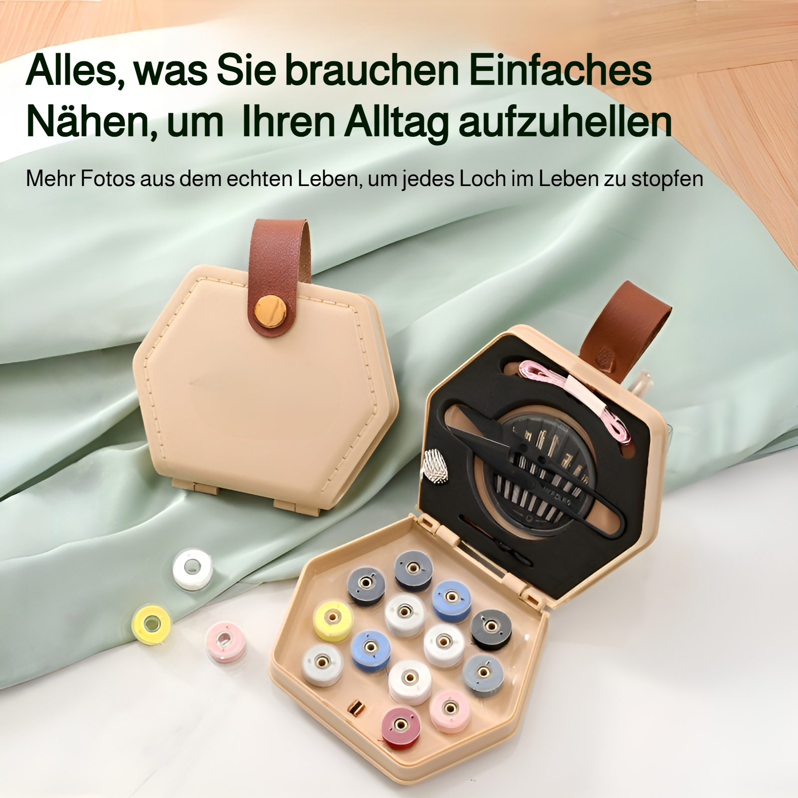 Nähset Haushaltsnähkasten Nähgarn Handnähen kleine Rolle Handnähgarn 18-teiliges Set Nähtasche prakt