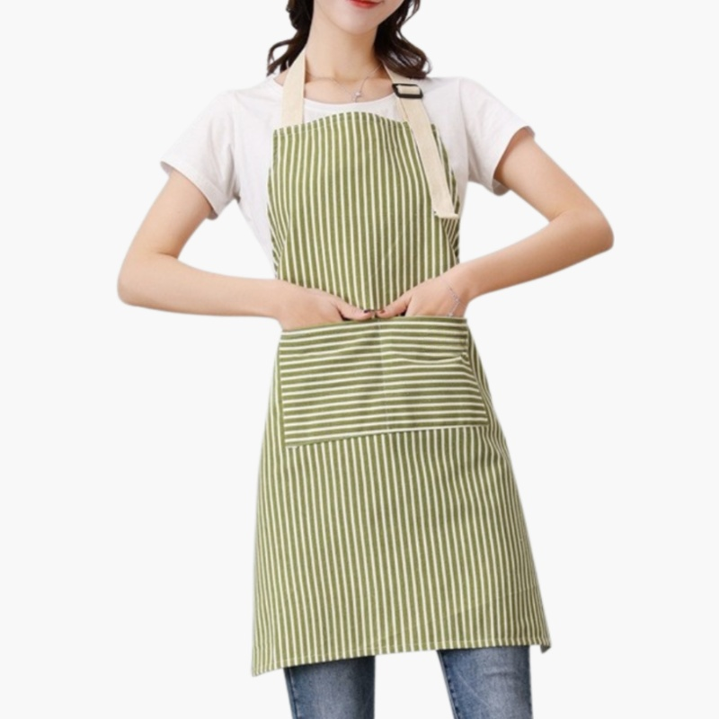 코튼과 리넨 스트라이프 앞치마
