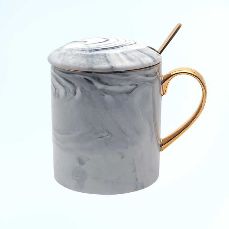NS 스타일 대리석 패턴 세라믹 컵 북유럽 뼈 도자기 커플 물컵
