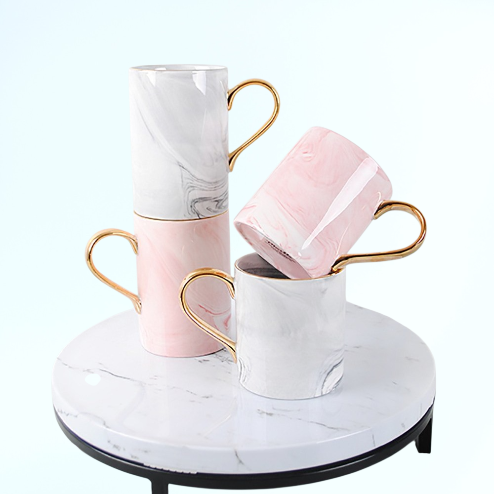 NS 스타일 대리석 패턴 세라믹 컵 북유럽 뼈 도자기 커플 물컵