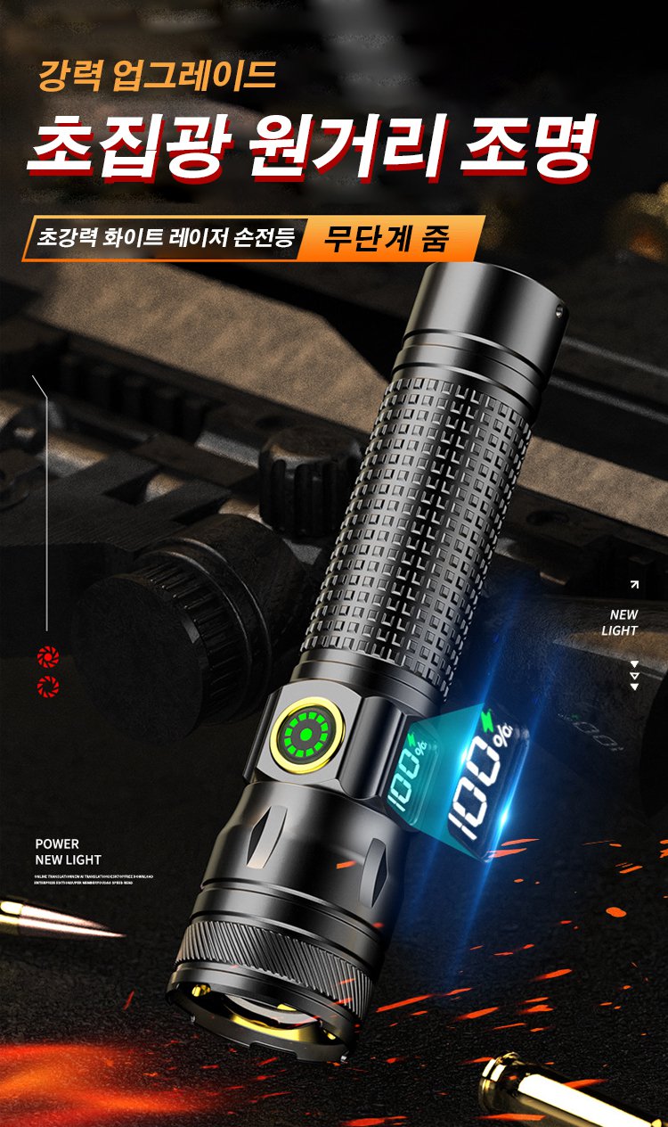 손에 쥔 휴대용 손전등