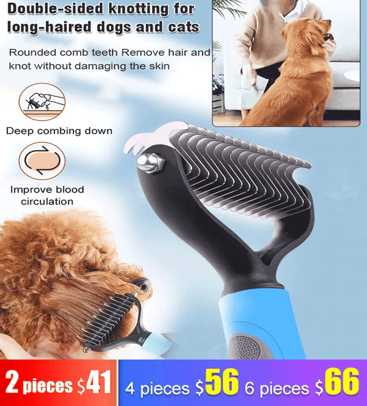 Pet Grooming Brush, easy to solve the hair knots