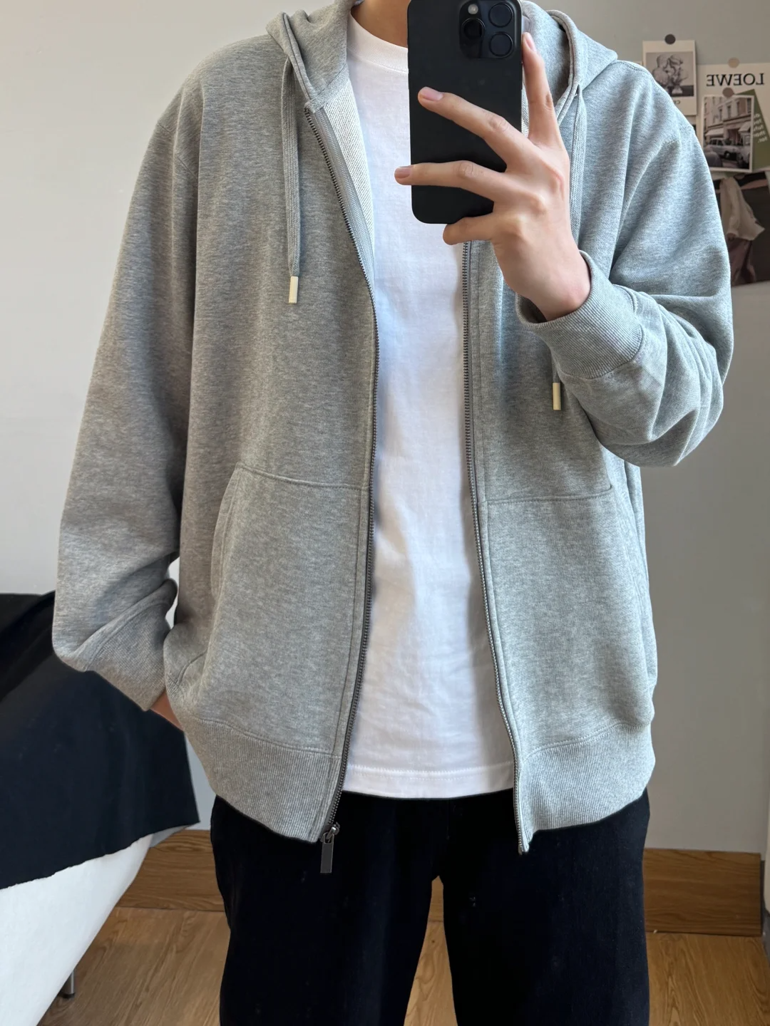 남성용 꽃무늬 그레이 후드 가디건 스웨트셔츠 봄 신작 루즈한 실루엣 남성용 지퍼 재킷