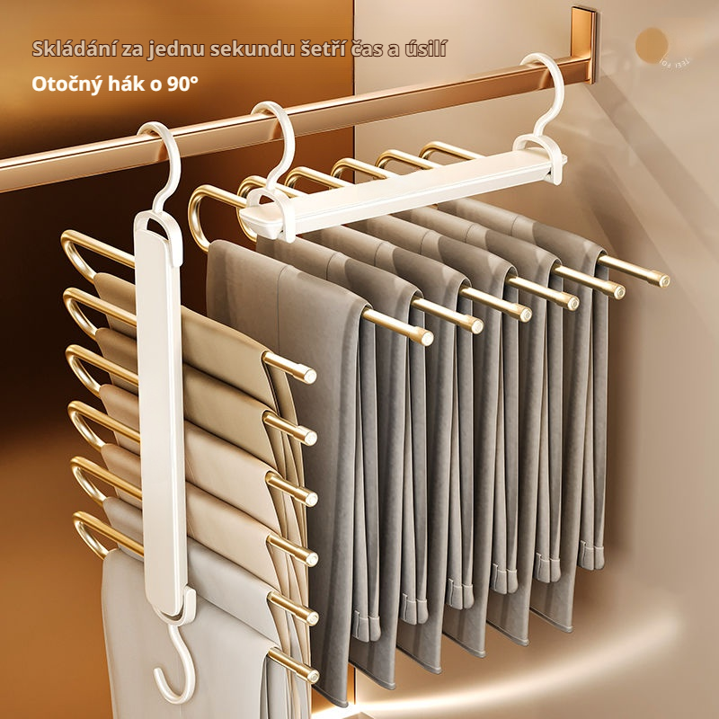 Skládací multifunkční vícevrstvý věšák na kalhoty
