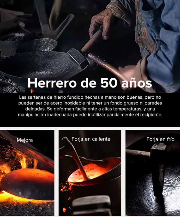 【Sartén saludable sin recubrimiento】 Sartén de hierro puro, perfecta para aumentar el hierro