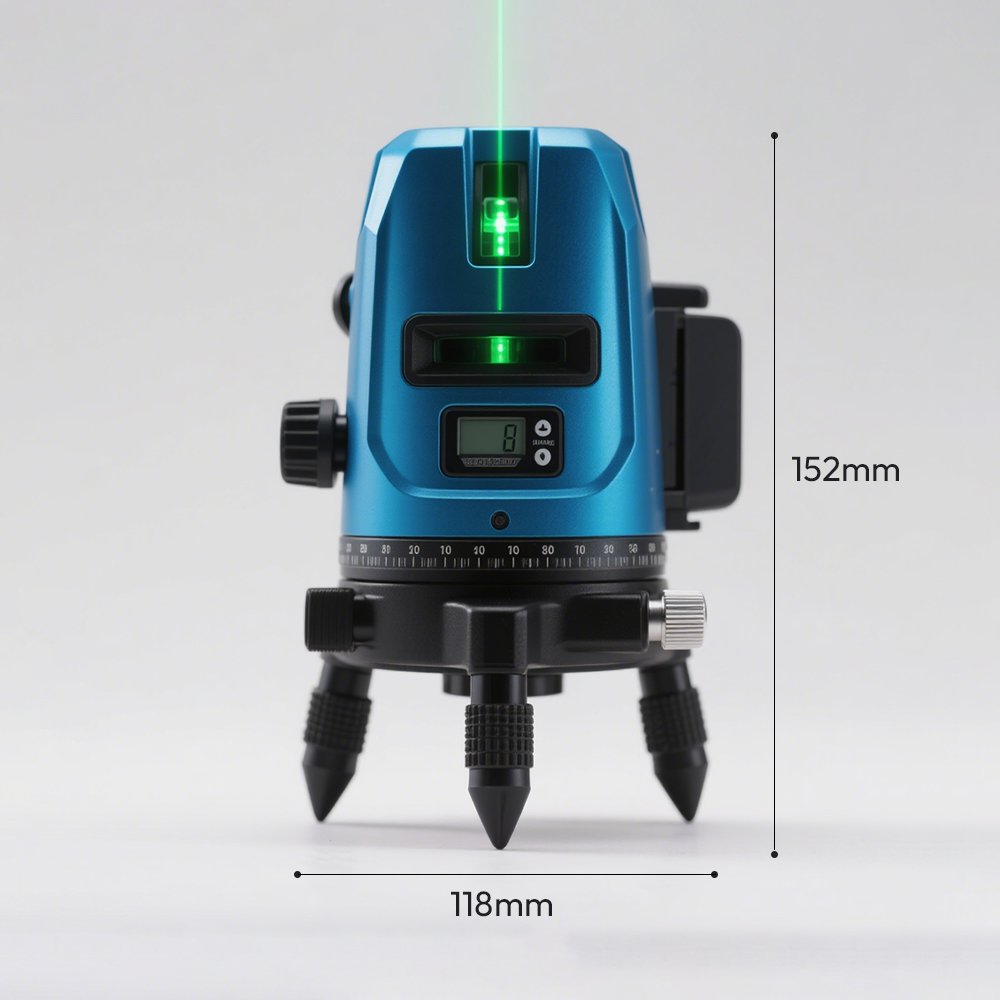 Detail laserového nivelátoru s vodováhou