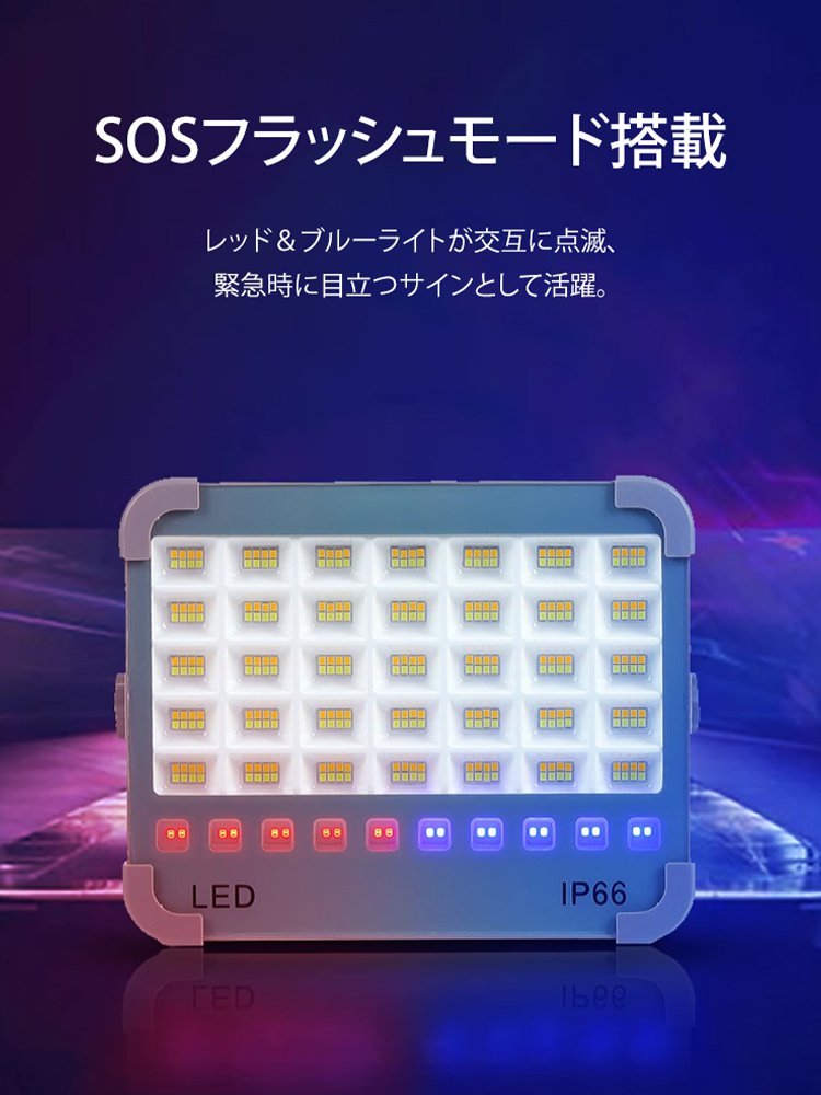 アウトドア防水ソーラー充電LED投光器