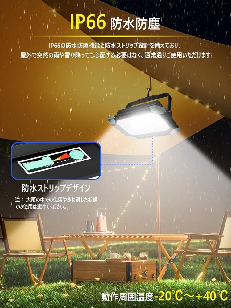 アウトドア防水ソーラー充電LED投光器