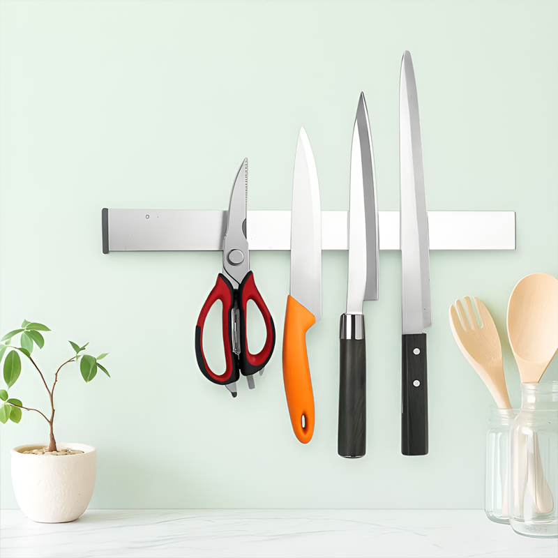 رف سكاكين مغناطيسي قوي من الفولاذ المقاوم للصدأ 304 رف سكاكين لتخزين المطبخ