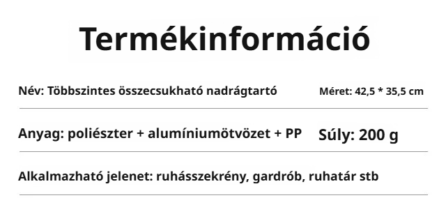 Nadrágok rendezése többszintes nadrágtartón