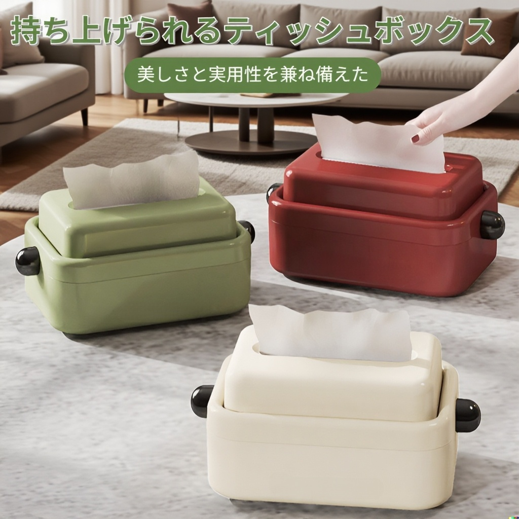 クリエイティブな持ち上げ可能ティッシュボックス正面画像