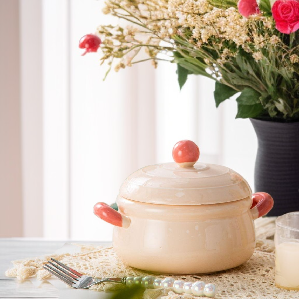 Bowl girls high-value ceramic bowl instant noodle bowl with lid ramen bowl home high-end niche Chaoz