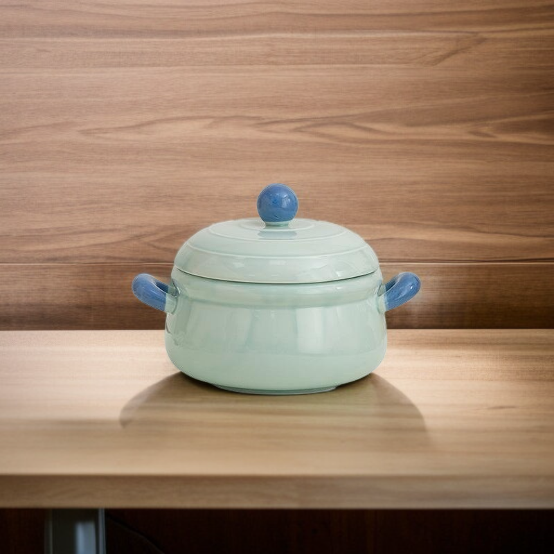 Wysokiej jakości miska ceramiczna z pokrywką do zupek błyskawicznych, styl niszowy