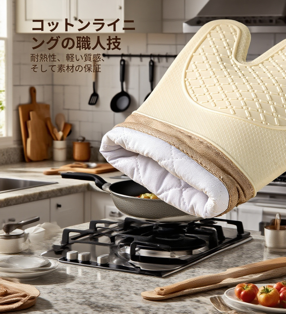 両手にフィットする料理用グリル手袋