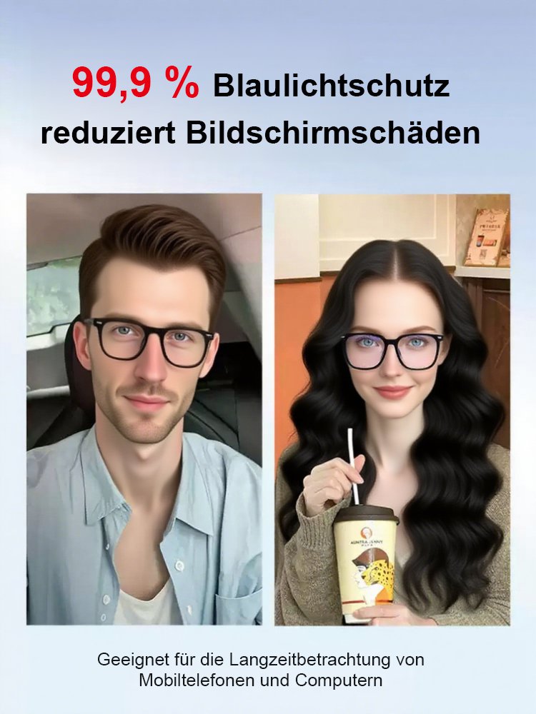 【Langanhaltender Tragekomfort ohne Druck auf die Nase】TR Blaulichtschutzbrille für Kurzsichtigkeit
