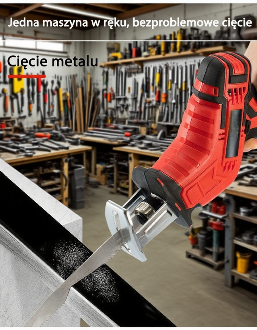 Piła łańcuchowa bezprzewodowa podczas cięcia drewna