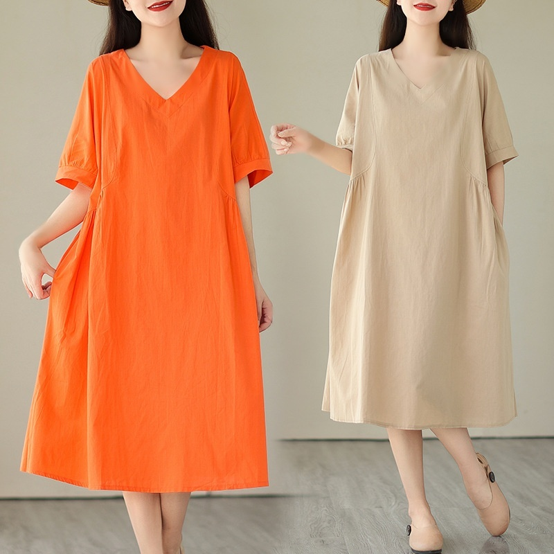 루즈핏 단색 원피스