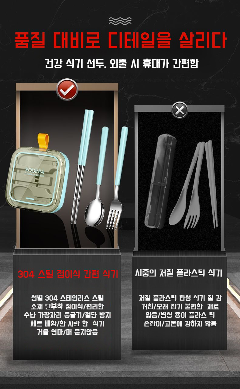 식기세트의 간편한 휴대 및 보관