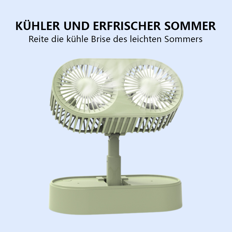 Anhebbarer, faltbarer Doppelkopf-Tischventilator