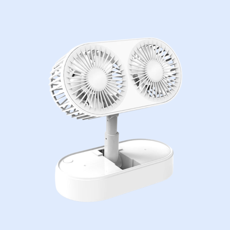 Anhebbarer, faltbarer Doppelkopf-Tischventilator